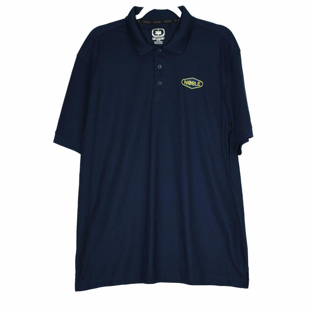OGIO Mens Navy Dri Fit Embroidered Logo Polo Shirt Collared Short Sleeve Size XL